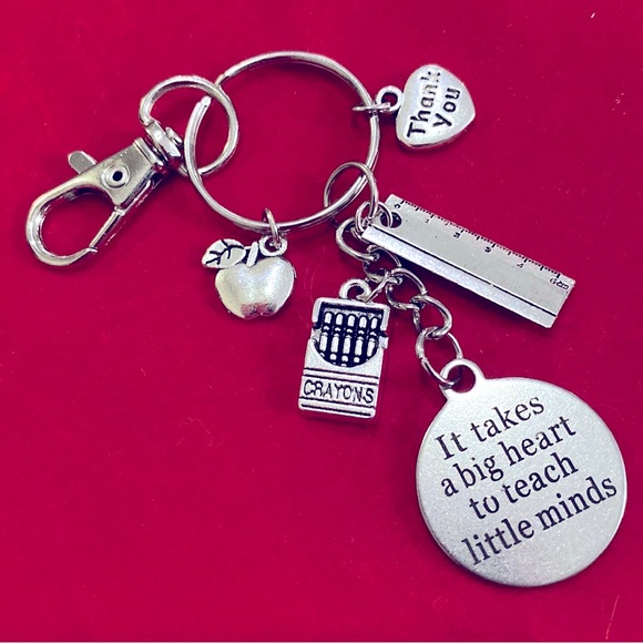 Teacher Keychain Purse Charm Gift It Takes A Big Heart To Teach Little M… - Picture 4 of 4